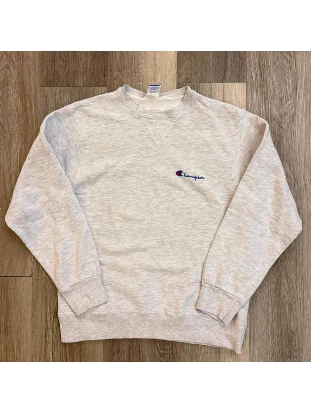 1980s Vintage Champion crewneck sweatshirt in gray & cream, size M  #champion